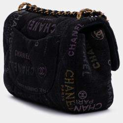 Pre Owned Chanel Grey Mini Rectangular Quilted Denim Mood Flap