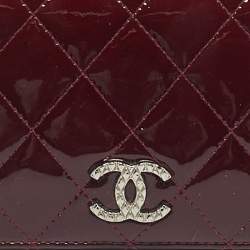 Pre Owned محفظة شانيال واي جلد برغندي مبطن براءة اختراع