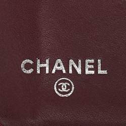 Pre Owned محفظة شانيال واي جلد برغندي مبطن براءة اختراع