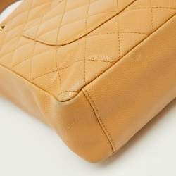 Pre Owned Chanel Beige Quilted Caviar Leather Petite Shopper Tote