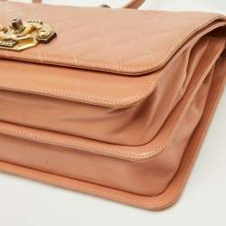 Pre Owned Chanel Blush Pink Quilted Diamond Leather CC Flap Shoulder Bag