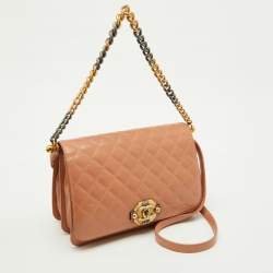 Pre Owned Chanel Blush Pink Quilted Diamond Leather CC Flap Shoulder Bag