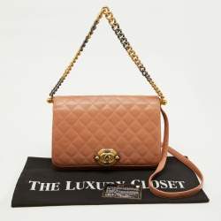 Pre Owned Chanel Blush Pink Quilted Diamond Leather CC Flap Shoulder Bag