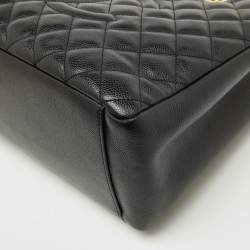 Pre Owned Chanel Black Quilted Caviar Leather Grand GST Shopper Tote