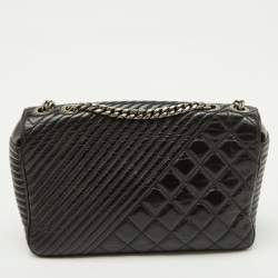Pre Owned Chanel Black Mixed Quilted Leather Medium Coco Boy Flap Bag