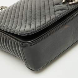 Pre Owned Chanel Black Mixed Quilted Leather Medium Coco Boy Flap Bag