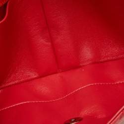 Pre Owned Chanel Red Quilted Caviar Leather Classic East West Flap Bag