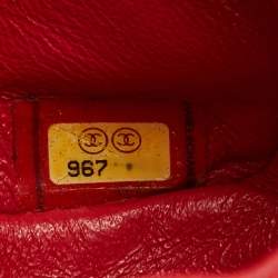 Pre Owned Chanel Red Quilted Caviar Leather Classic East West Flap Bag