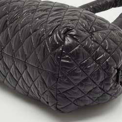 Pre Owned Chanel Black Quilted Nylon Coco Cocoon Bowler Bag