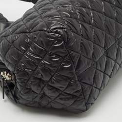 Pre Owned Chanel Black Quilted Nylon Coco Cocoon Bowler Bag
