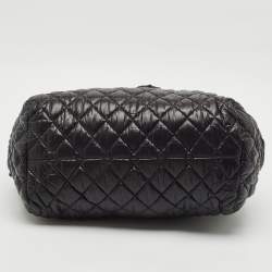 Pre Owned Chanel Black Quilted Nylon Coco Cocoon Bowler Bag