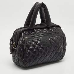Pre Owned Chanel Black Quilted Nylon Coco Cocoon Bowler Bag