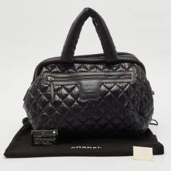 Pre Owned Chanel Black Quilted Nylon Coco Cocoon Bowler Bag