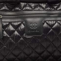 Pre Owned Chanel Black Quilted Nylon Coco Cocoon Bowler Bag