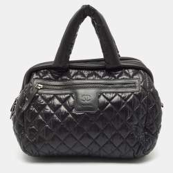 Pre Owned Chanel Black Quilted Nylon Coco Cocoon Bowler Bag