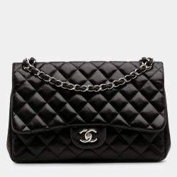 Pre Owned Chanel Black Jumbo Classic Lambskin Double Flap