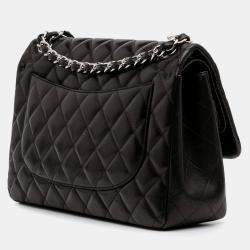 Pre Owned Chanel Black Jumbo Classic Lambskin Double Flap