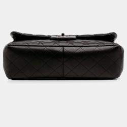 Pre Owned Chanel Black Jumbo Classic Lambskin Double Flap