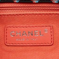 Pre Owned Chanel Black/White Nylon Polka Dot Printed Medium Classic Single Flap Bag