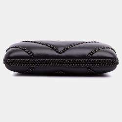 Pre Owned Chanel Black Chevron Lambskin Chain Around Clutch on Chain