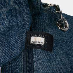 Pre Owned Chanel Blue Mini Square CC Quilted Denim Single Flap