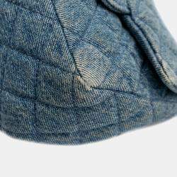 Pre Owned Chanel Blue Mini Square CC Quilted Denim Single Flap