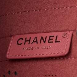 Pre Owned Chanel Navy Blue Leather Perforated CC Eyelet Drawstring Bucket Bag