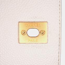 Pre Owned Chanel White CC Quilted Caviar Turnlock Full Flap