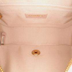 Pre Owned Chanel White CC Quilted Caviar Turnlock Full Flap