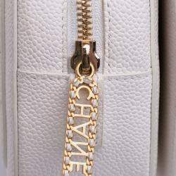 Pre Owned Chanel White CC Quilted Caviar Turnlock Full Flap