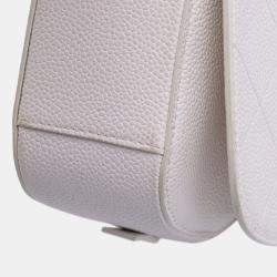Pre Owned Chanel White CC Quilted Caviar Turnlock Full Flap