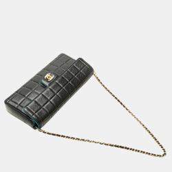 Pre Owned Chanel Chocolate Bar Lambskin East West Flap