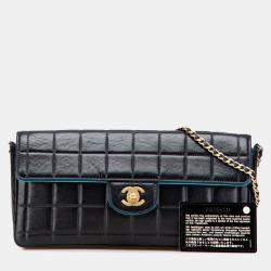 Pre Owned Chanel Chocolate Bar Lambskin East West Flap