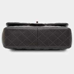 Pre Owned Chanel Grey Jumbo Classic Lambskin Double Flap