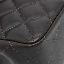 Pre Owned Chanel Grey Jumbo Classic Lambskin Double Flap