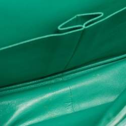 Pre Owned Chanel Green Quilted Lambskin Leather Maxi Classic Double Flap Bag