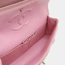 Pre Owned Chanel Double Flap 25 Pink Jersey Chain Shoulder Bag