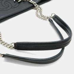 Pre Owned Chanel CC Black Lambskin Leather Chain Tote Bag