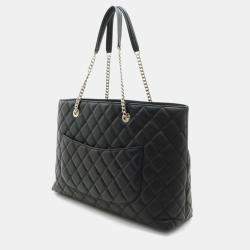 Pre Owned Chanel CC Black Lambskin Leather Chain Tote Bag