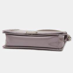 Pre Owned Chanel Boy Metallic Purple Leather Chain Shoulder Bag