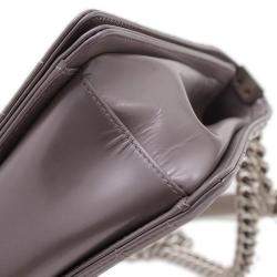 Pre Owned Chanel Boy Metallic Purple Leather Chain Shoulder Bag