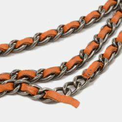 Pre Owned Chanel Boy Orange Lambskin Wallet on Chain