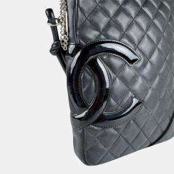 Pre Owned Chanel Cambon Ligne Black Lambskin Shoulder Bag