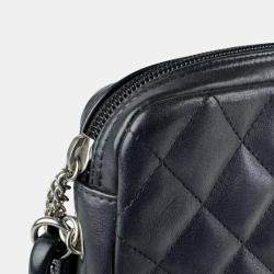 Pre Owned Chanel Cambon Ligne Black Lambskin Shoulder Bag