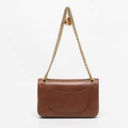 Pre Owned Chanel Brown Leather Brown Reissue 2.55 Paris-Hamburg Medals Flap Bag
