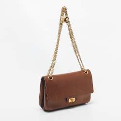 Pre Owned Chanel Brown Leather Brown Reissue 2.55 Paris-Hamburg Medals Flap Bag