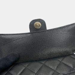 Pre Owned Chanel Matelasse Black Caviar Leather Clutch with Chain Bag
