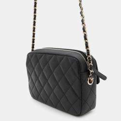 Pre Owned Chanel Matelasse Black Caviar Leather Clutch with Chain Bag