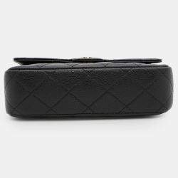 Pre Owned Chanel Matelasse Black Caviar Leather Clutch with Chain Bag