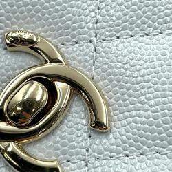 Pre Owned Chanel Coco Handle Mini Light Blue Caviar Leather Top Handle Bag